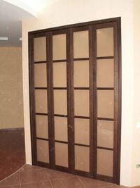 Двери гармошка с матовым стеклом и накладными разделителями Павлодар