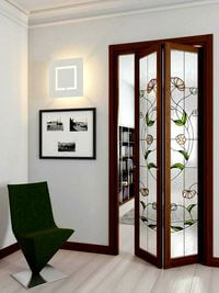 Двери гармошка с витражным декором Павлодар
